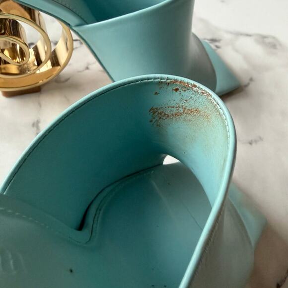 Cult Gaia Ira Light Blue Sculptural Spiral Heel Sandals Size 36.5 - Picture 8 of 10